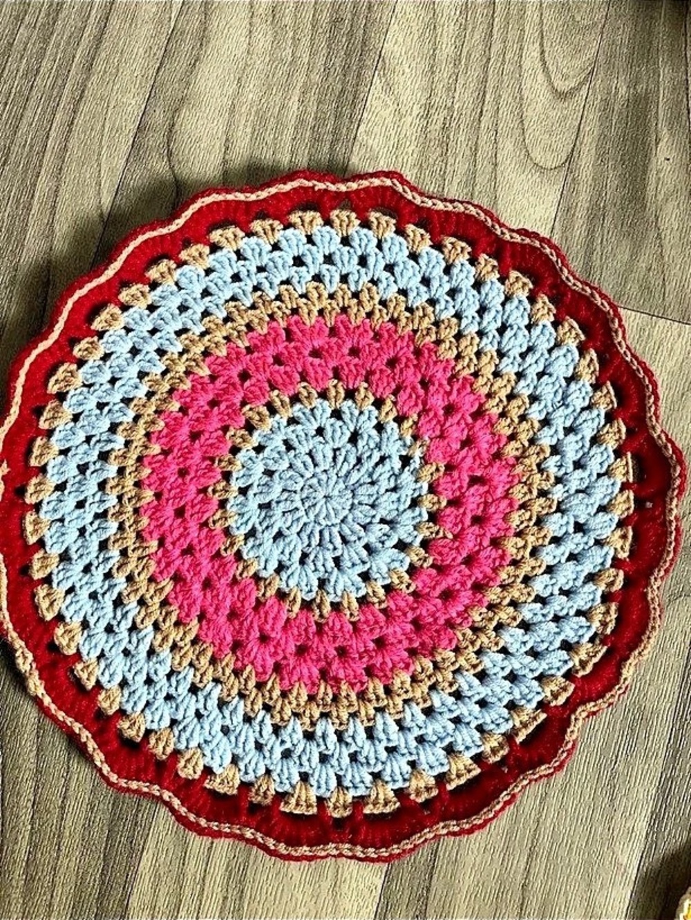 Handmade Round Crochet Decor in Multicolor